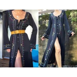 Incredible Witchy Vintage 90’s Betsey Johnson Black Embroidered Dress Size M